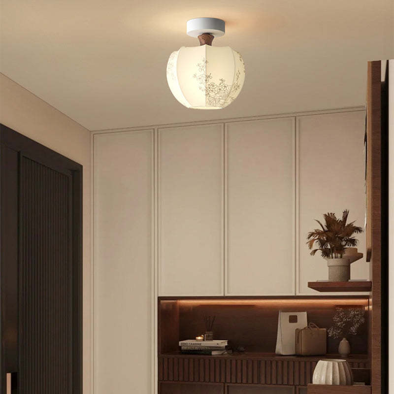 French Glass Semicircle 1-Light Ceiling Light