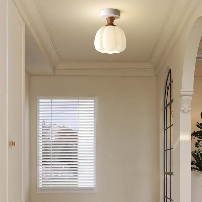 French Glass Semicircle 1-Light Ceiling Light