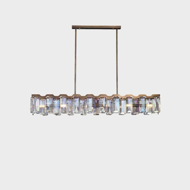 Modern Block Crystal Island Chandelier