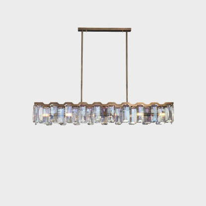 Modern Block Crystal Island Chandelier