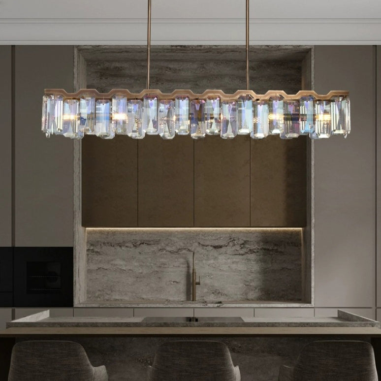 Modern Block Crystal Island Chandelier — 4 / 220V-240V For UK/AU