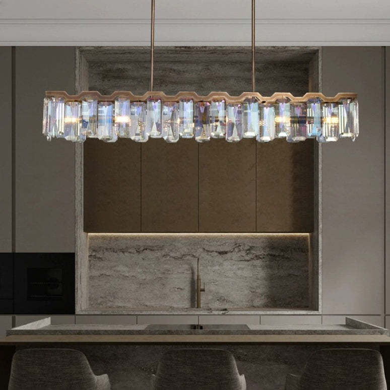 Modern Block Crystal Island Chandelier — 4 / 220V-240V For UK/AU