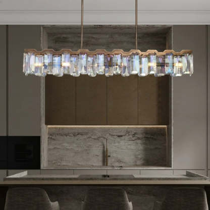 Modern Block Crystal Island Chandelier — 4 / 220V-240V For UK/AU