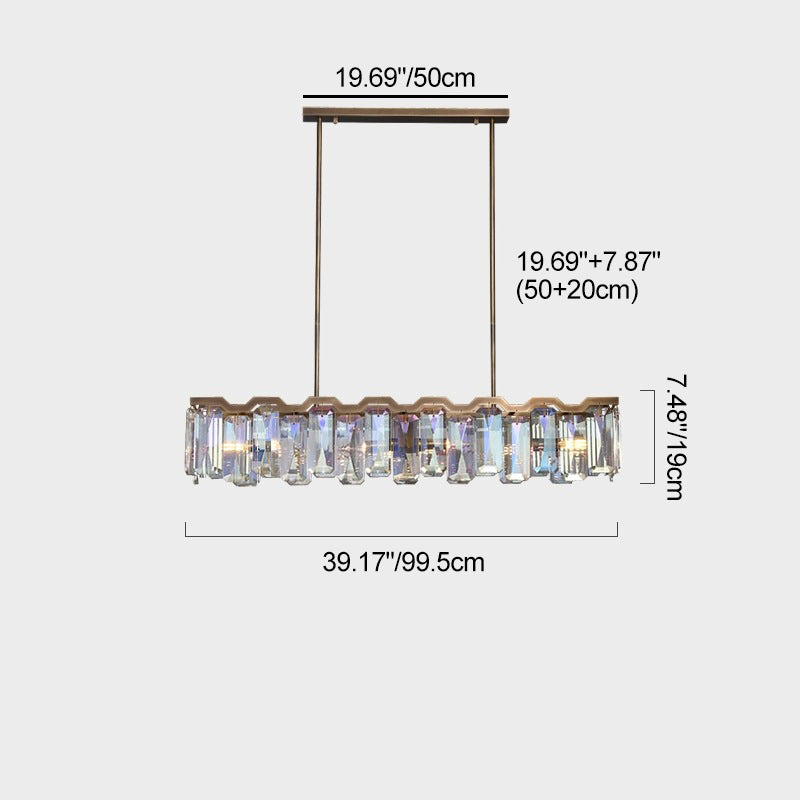 Modern Block Crystal Island Chandelier — 6 / 110V-120V For US/CA