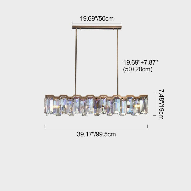 Modern Block Crystal Island Chandelier — 6 / 110V-120V For US/CA