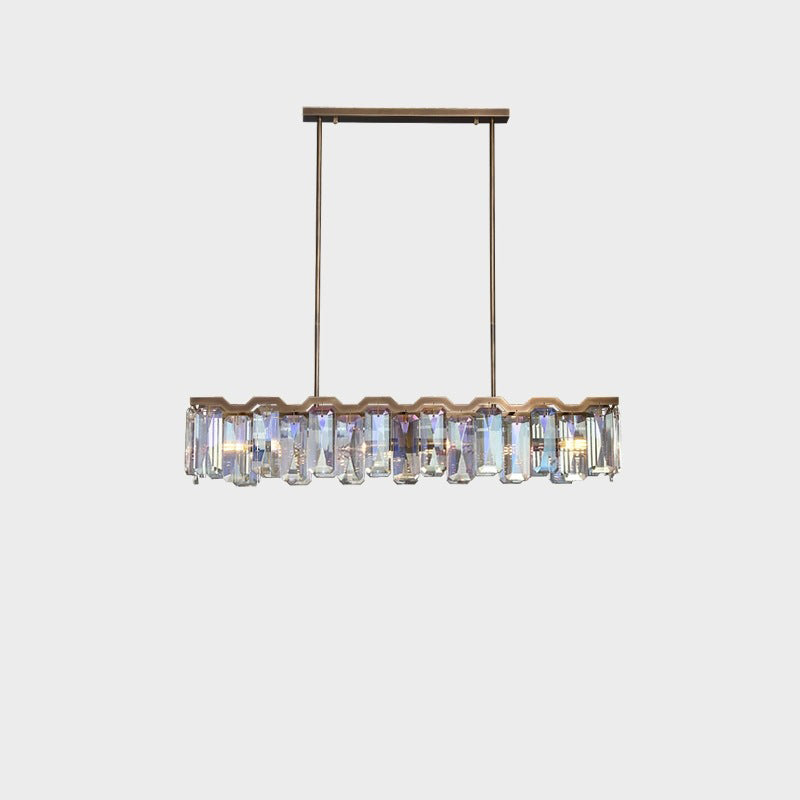 Modern Block Crystal Island Chandelier