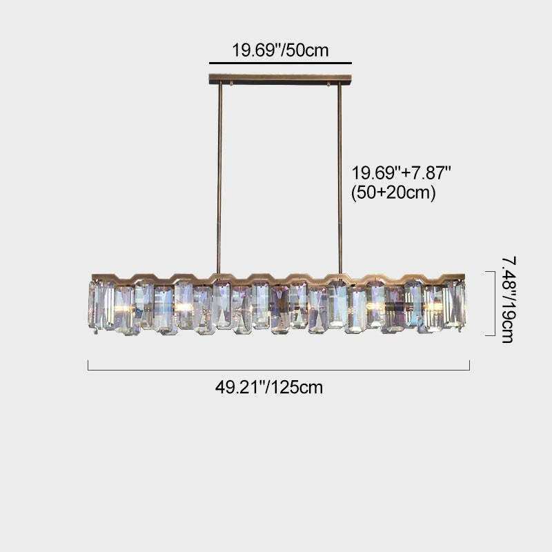 Modern Block Crystal Island Chandelier — 6 / 220V-240V For UK/AU