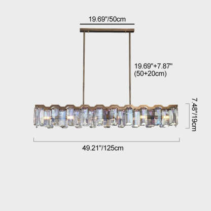 Modern Block Crystal Island Chandelier — 6 / 220V-240V For UK/AU