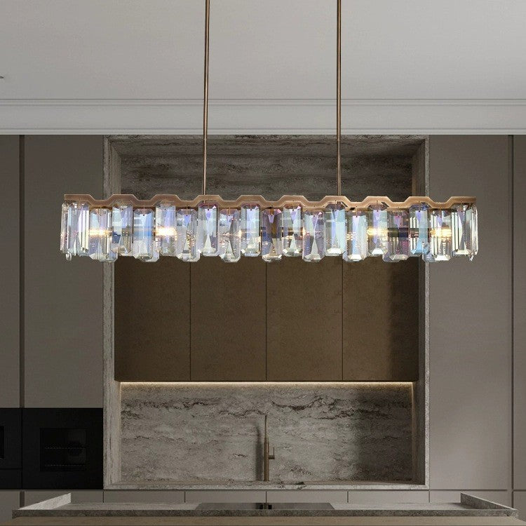 Modern Block Crystal Island Chandelier — 4 / 110V-120V For US/CA