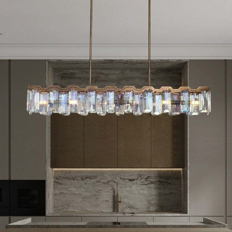Modern Block Crystal Island Chandelier — 4 / 110V-120V For US/CA