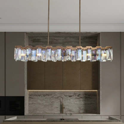 Modern Block Crystal Island Chandelier — 4 / 110V-120V For US/CA