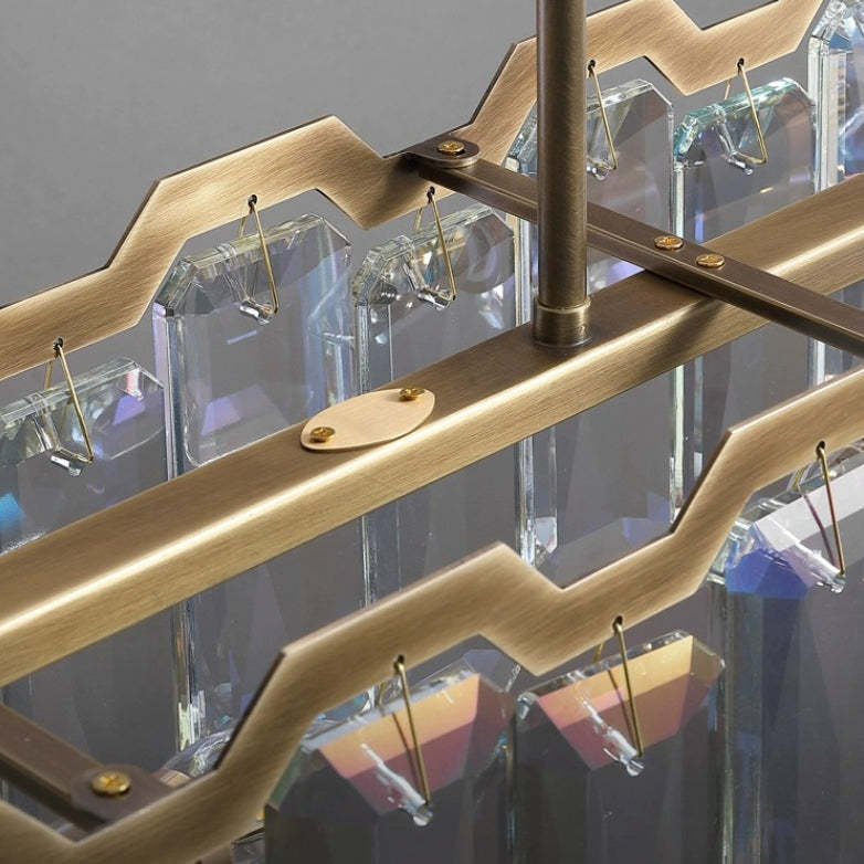 Modern Block Crystal Island Chandelier