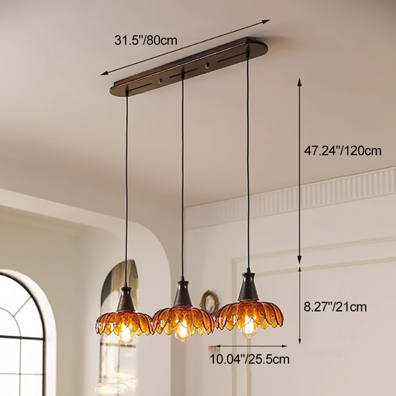 French Flower Linear Ash Glass Chandelier