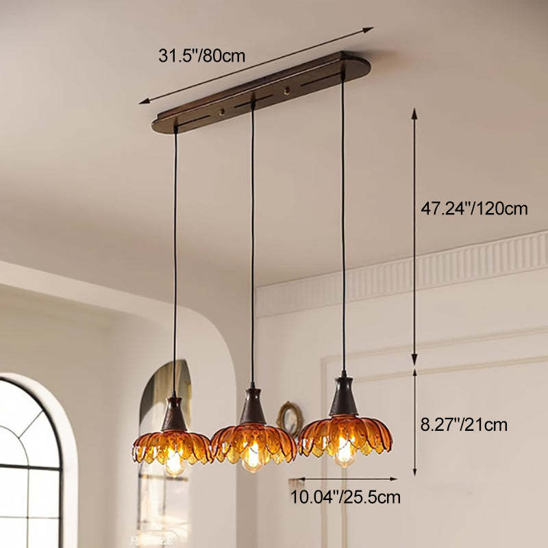 French Flower Linear Ash Glass Chandelier