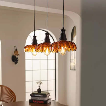 French Flower Linear Ash Glass Chandelier