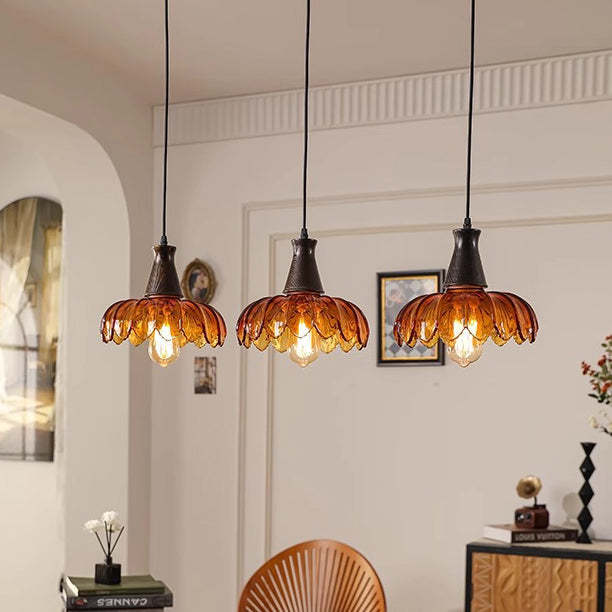 French Flower Linear Ash Glass Chandelier