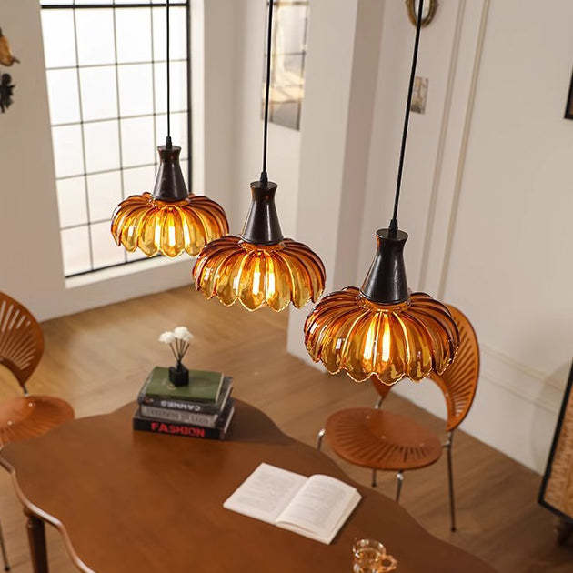 French Flower Linear Ash Glass Chandelier