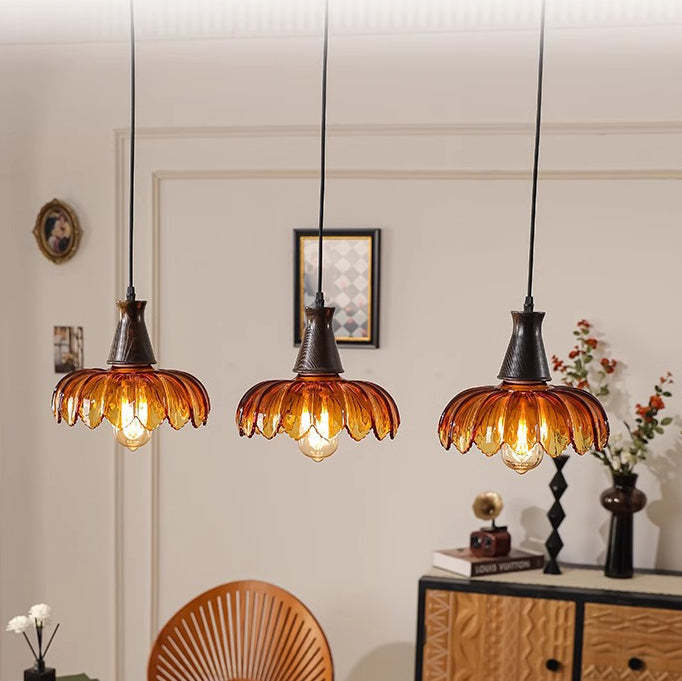 French Flower Linear Ash Glass Chandelier