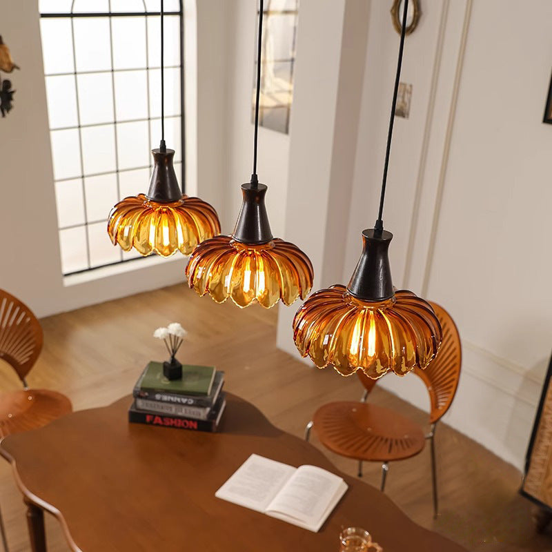 French Flower Linear Ash Glass Chandelier