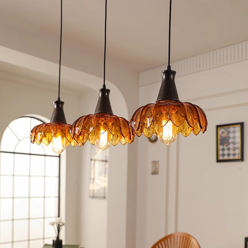 French Flower Linear Ash Glass Chandelier