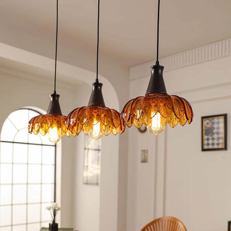 French Flower Linear Ash Glass Chandelier