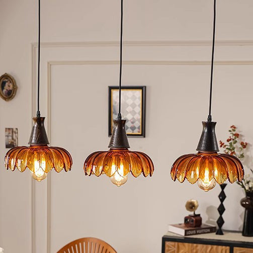 French Flower Linear Ash Glass Chandelier