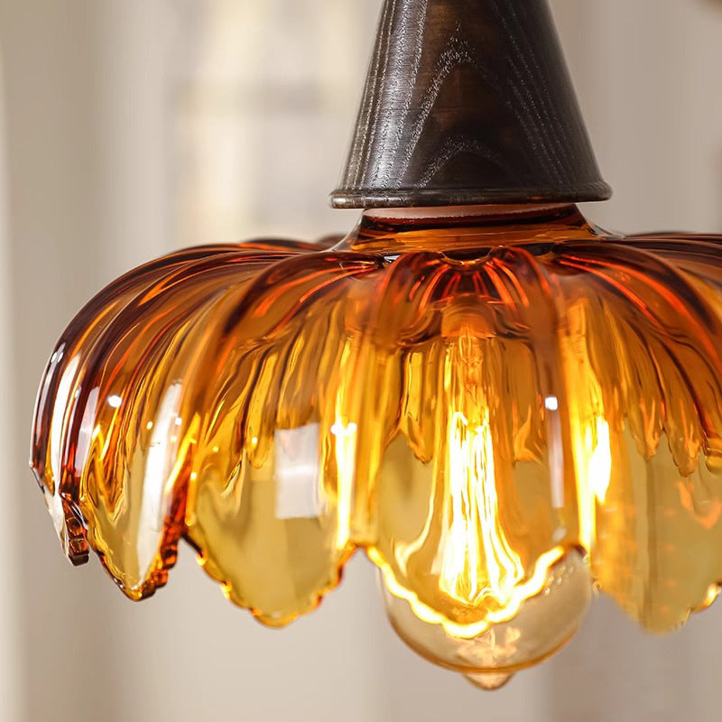 French Flower Linear Ash Glass Chandelier