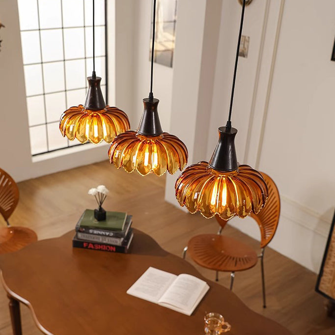 French Flower Linear Ash Glass Chandelier