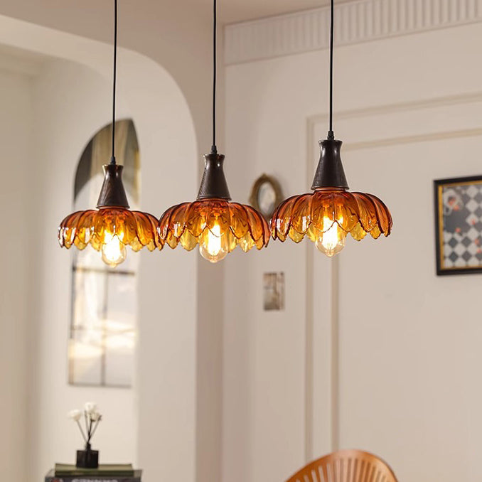 French Flower Linear Ash Glass Chandelier