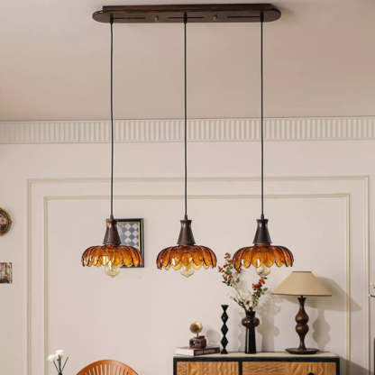 French Flower Linear Ash Glass Chandelier