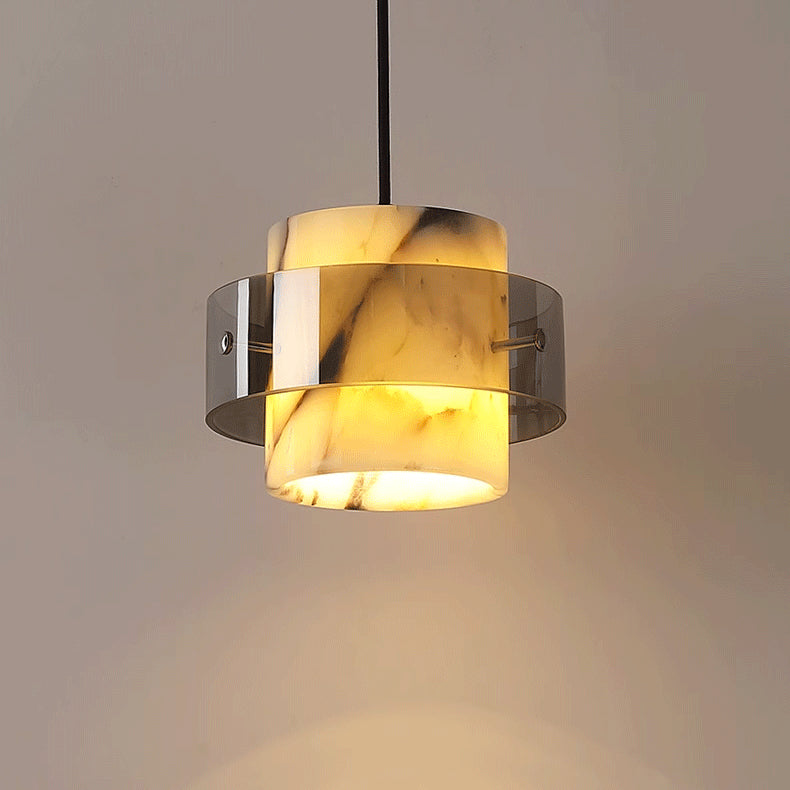 Scandinavian Cylinder Marble Glass Chandelier