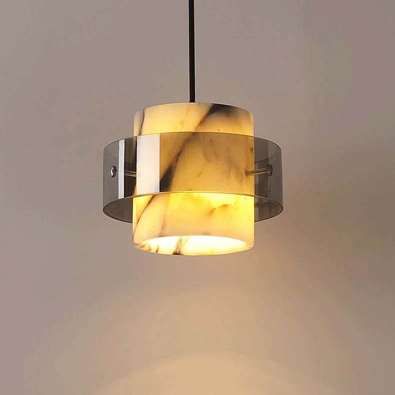 Scandinavian Cylinder Marble Glass Chandelier