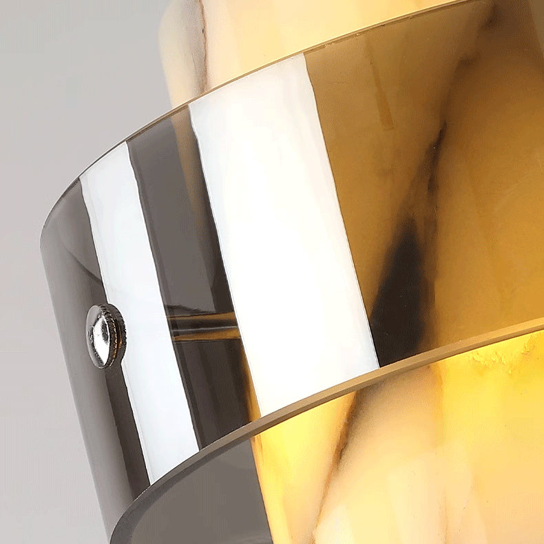 Scandinavian Cylinder Marble Glass Chandelier