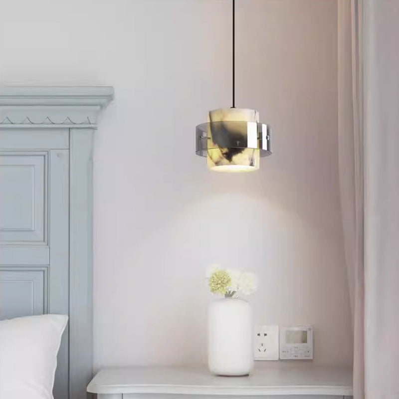 Scandinavian Cylinder Marble Glass Chandelier