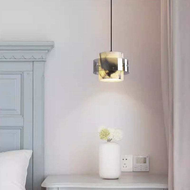 Scandinavian Cylinder Marble Glass Chandelier