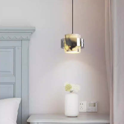 Scandinavian Cylinder Marble Glass Chandelier