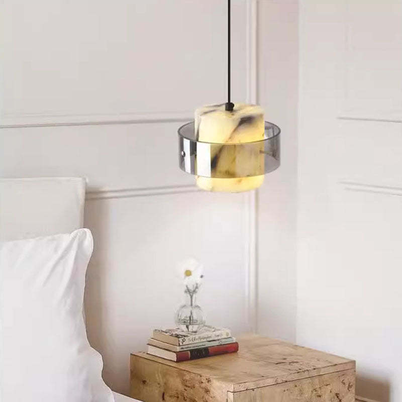 Scandinavian Cylinder Marble Glass Chandelier