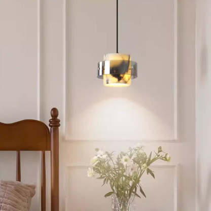 Scandinavian Cylinder Marble Glass Chandelier