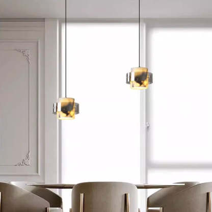 Scandinavian Cylinder Marble Glass Chandelier
