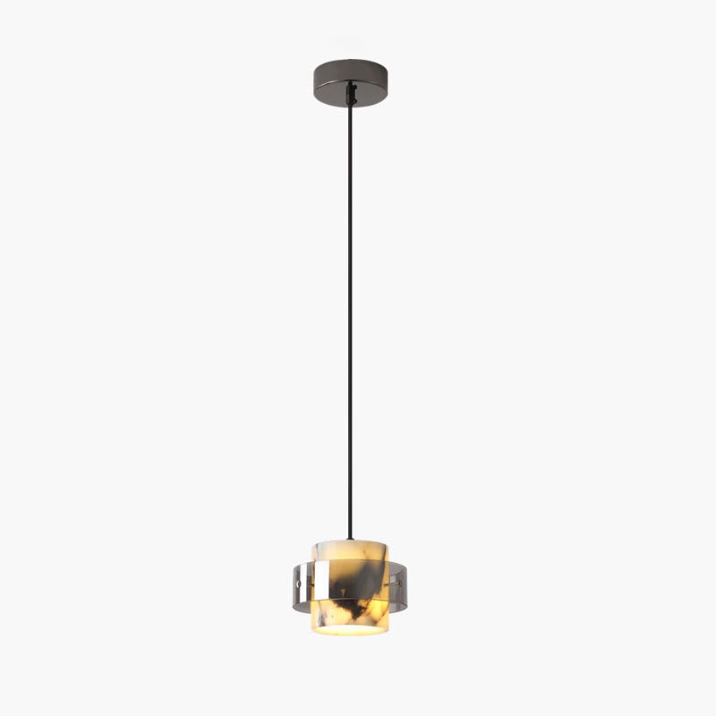Scandinavian Cylinder Marble Glass Chandelier