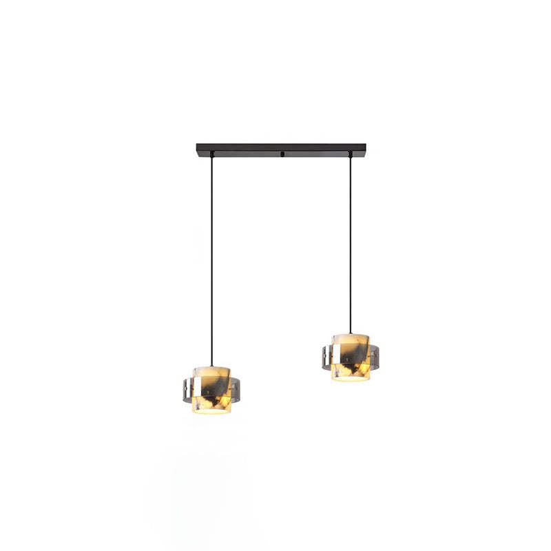 Scandinavian Cylinder Marble Glass Chandelier