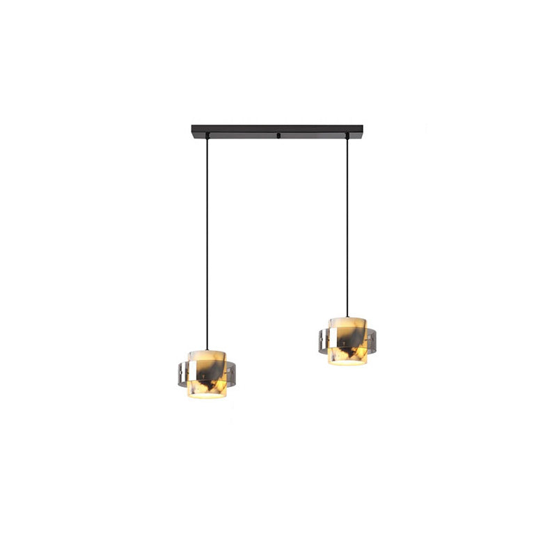Scandinavian Cylinder Marble Glass Chandelier