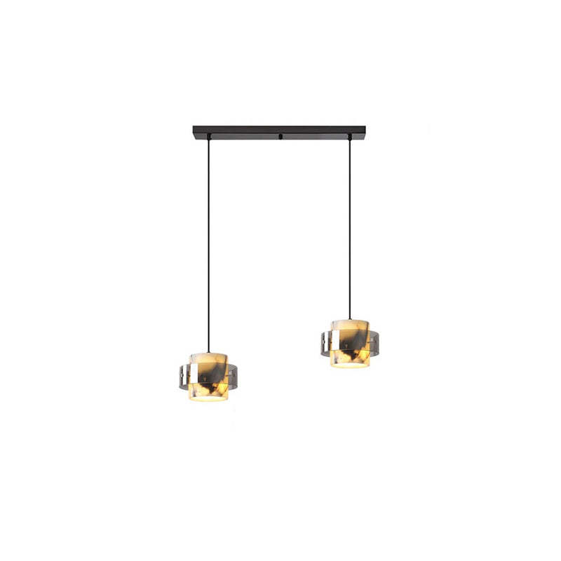 Scandinavian Cylinder Marble Glass Chandelier