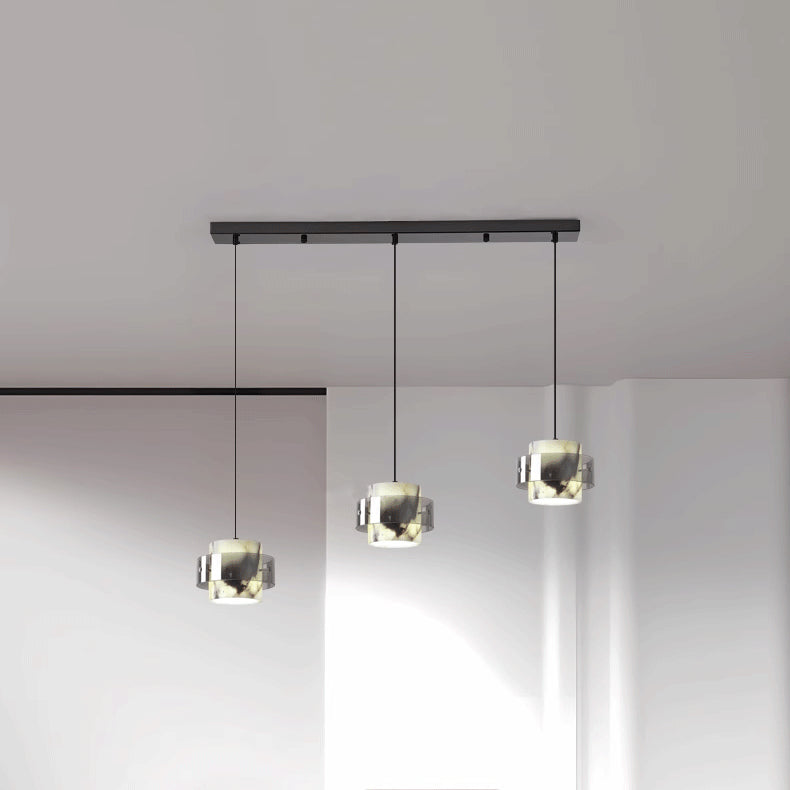 Scandinavian Cylinder Marble Glass Chandelier