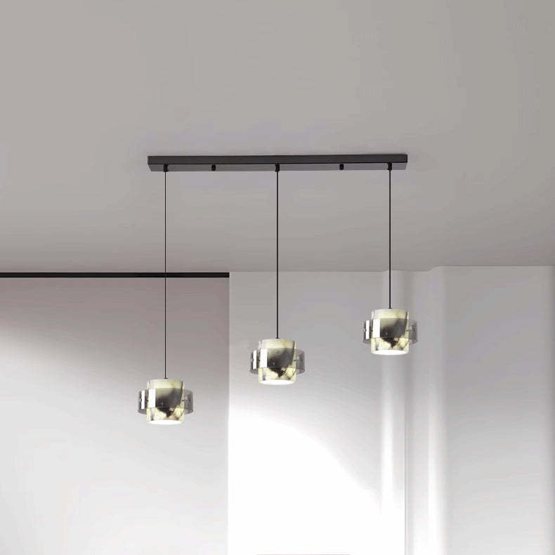 Scandinavian Cylinder Marble Glass Chandelier