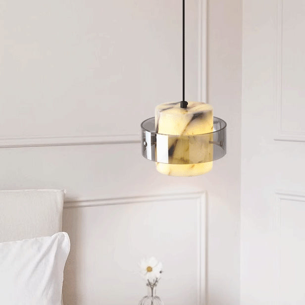 Scandinavian Cylinder Marble Glass Chandelier
