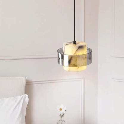 Scandinavian Cylinder Marble Glass Chandelier