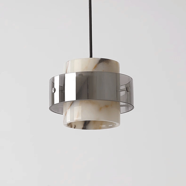Scandinavian Cylinder Marble Glass Chandelier