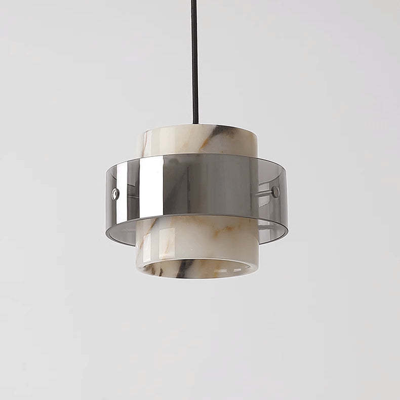 Scandinavian Cylinder Marble Glass Chandelier