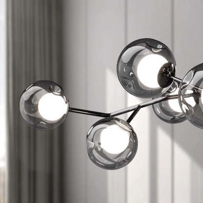 Scandinavian Dome Orb Branch Iron Glass Chandelier